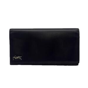 YVES SAINT LAURENT Tiny Cassandra Continental Wallet 607746 Long Black Calf L...